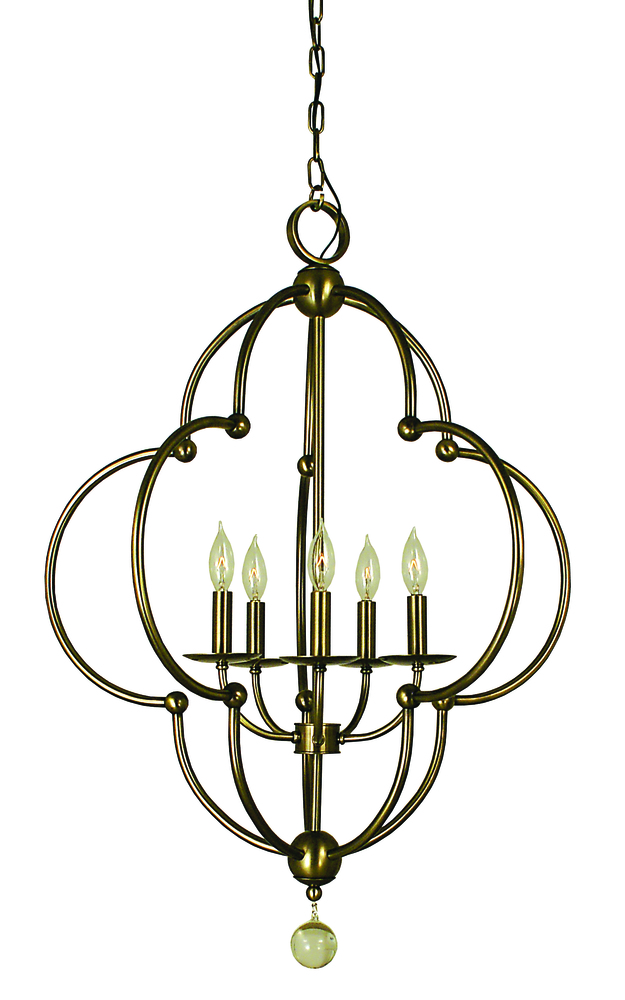 5-Light Brushed Nickel Quatrefoil Dining Chandelier