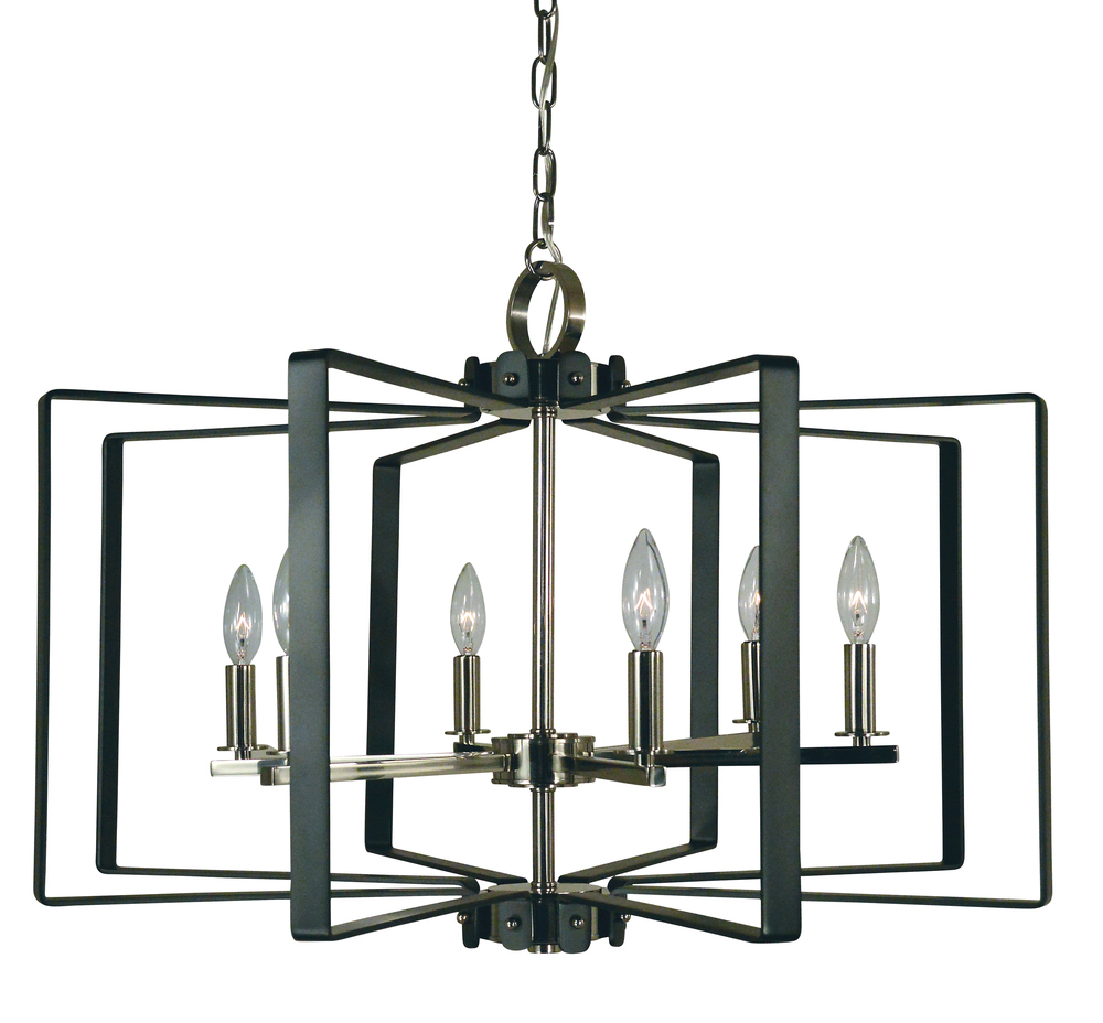 6-Light Satin Brass/Matte Black Camille Chandelier