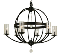 Framburg 1077 MBLACK/F - 6-Light Matte Black Compass Foyer Chandelier