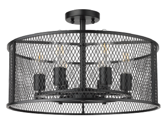 Rimini 6-Light Steel Mesh Shade Semi Flush Mount - MB