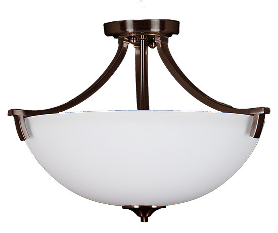 Victoria 3-Light Semi Flush Entry - RB White Glass