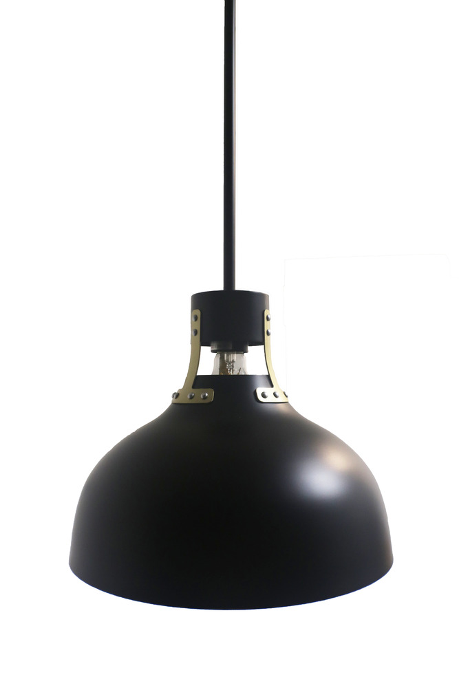 Vivio Octavia Steel Shade Pendant - Matte Black/Champagne Gold