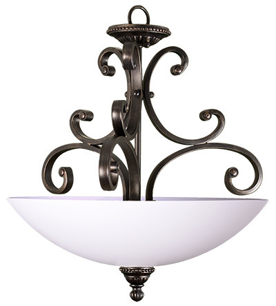 Alpine Series 1 Light Hanging Pendant Bowl - RB White Glass