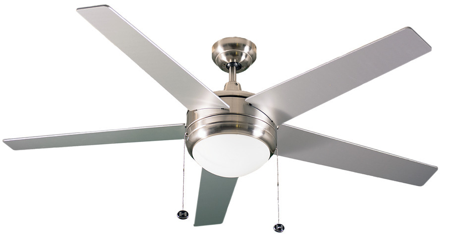 5-Blade Contemporary NK Ceiling Fan - Silver/Walnut Blades