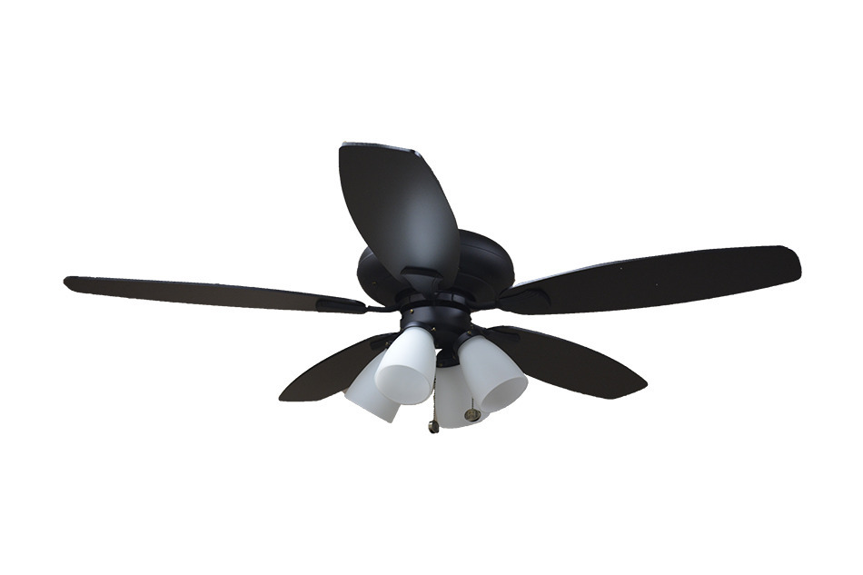 52" 5-Blade UFO Fan MB Black/Walnut Blades 4-Light White LED Kit