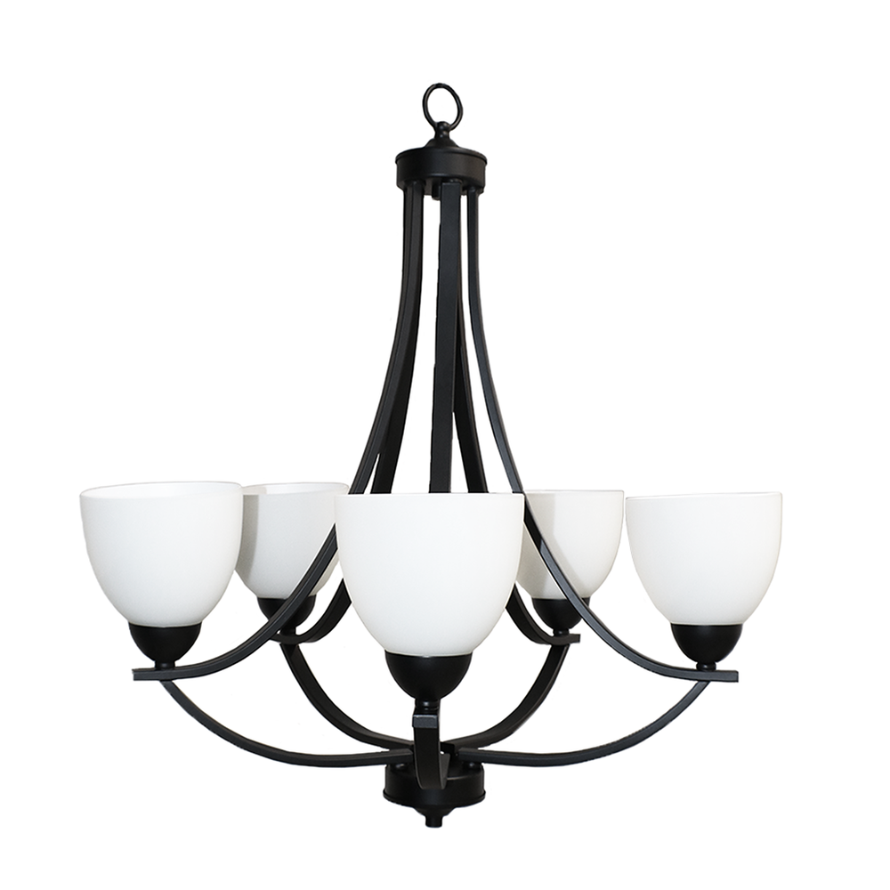 Victoria 5-Light Chandelier - MB White Glass