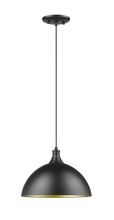 HOMEnhancements 70061 - Vivio Mia 1-Light 12" Metal Shade Corded Pendant - Matte Black/Matte Gold