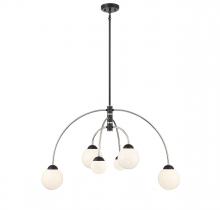 Savoy House Meridian M100114MBKPN - 6-Light Chandelier in Matte Black with Polished Nickel