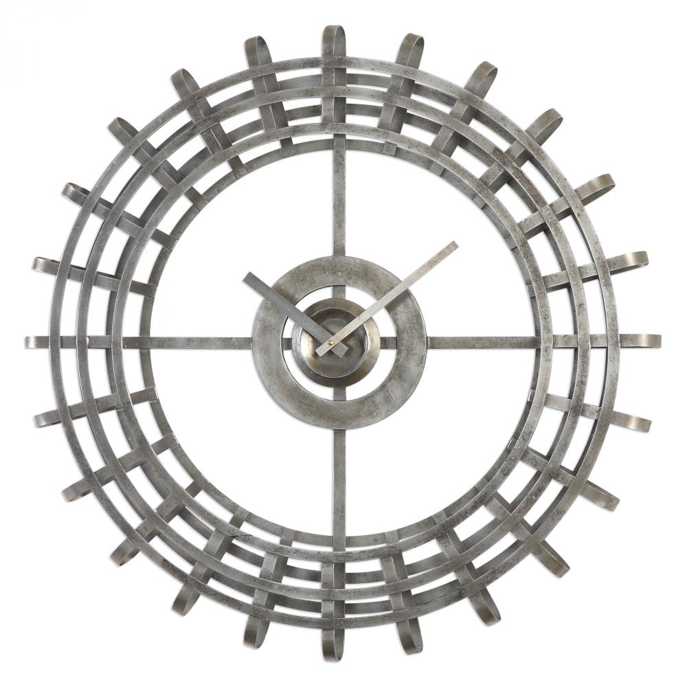 Uttermost Alphonse Silver Industrial Wall Clock