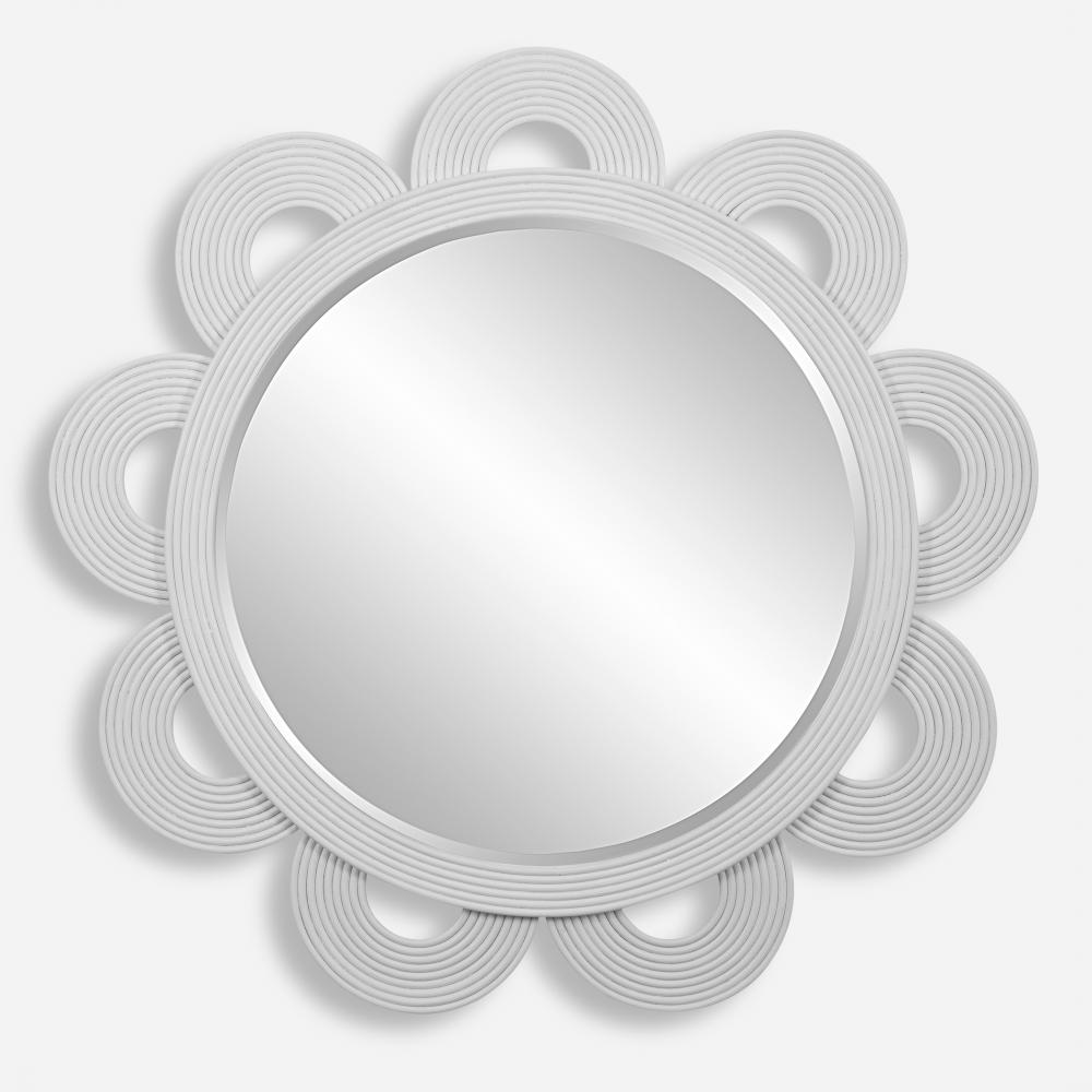 Uttermost Clematis White Rattan Round Mirror