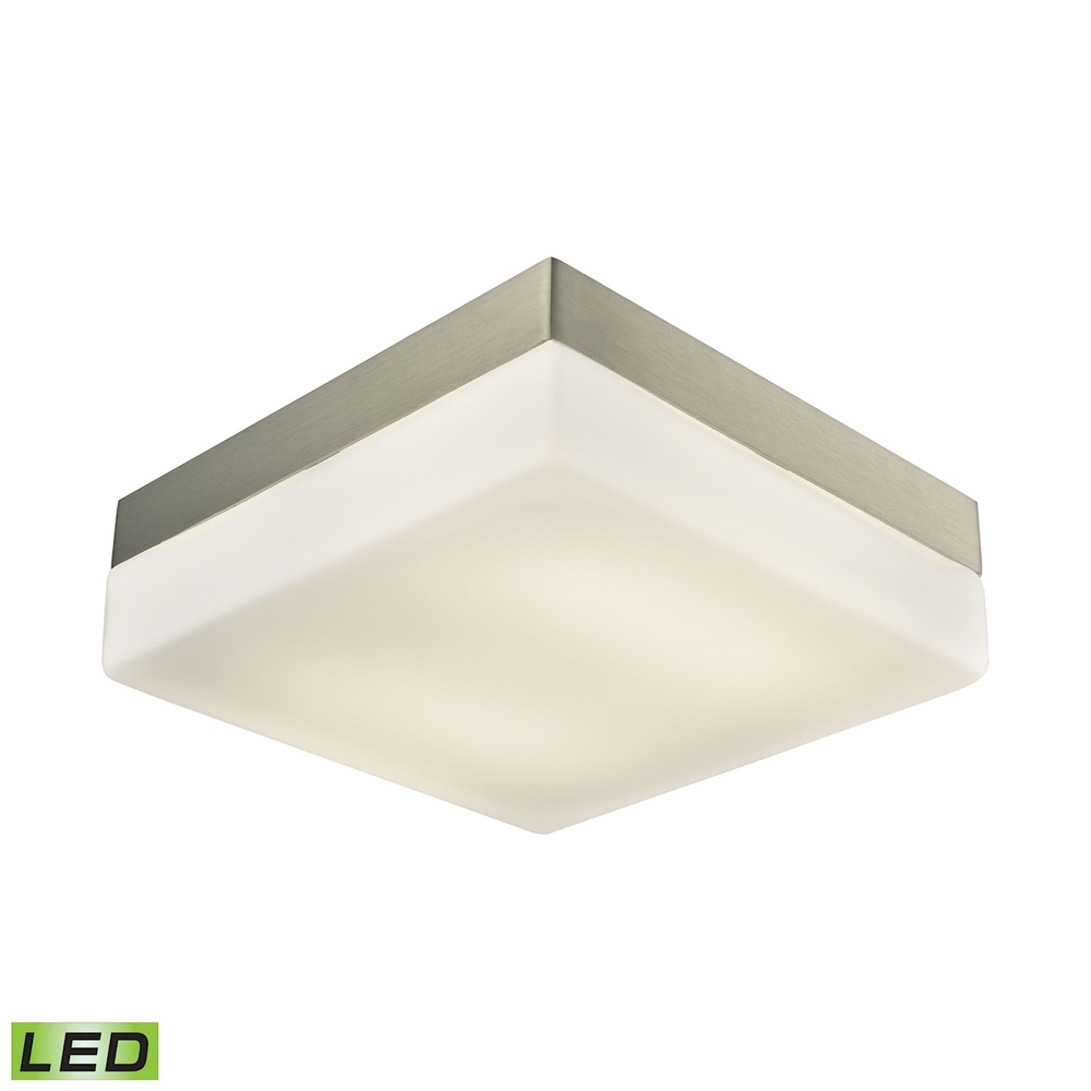Wyngate 2-Light Square Integrated LED Flush Mount in Satin Nickel with Opal Glass - Large