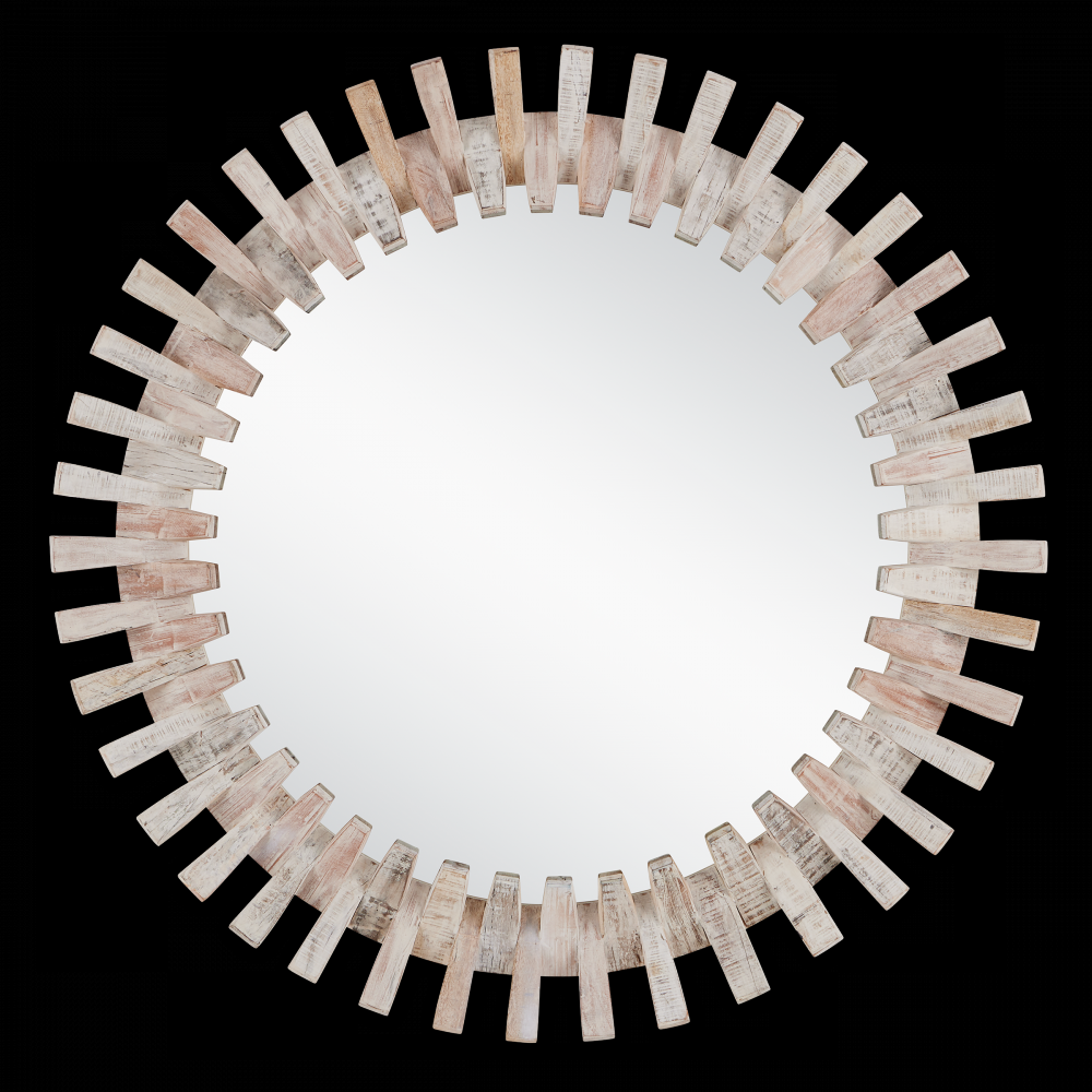 Diza Round Whitewash Mirror