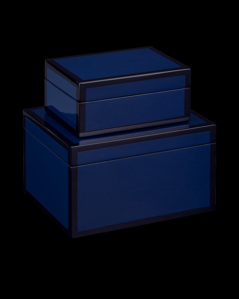 Navy Lacquer Box Set of 2