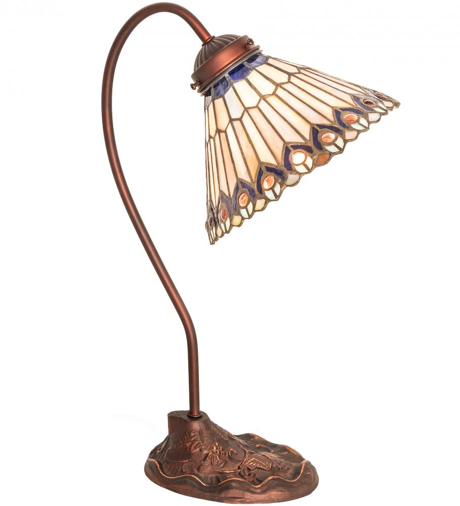 18" High Tiffany Jeweled Peacock Desk Lamp