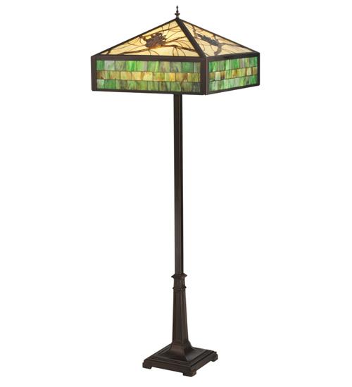 64.5"H Green Pine Branch Mission Floor Lamp