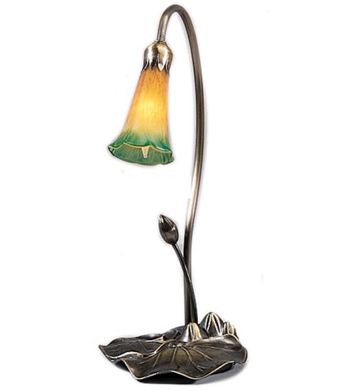 16" High Amber/Green Pond Lily Accent Lamp