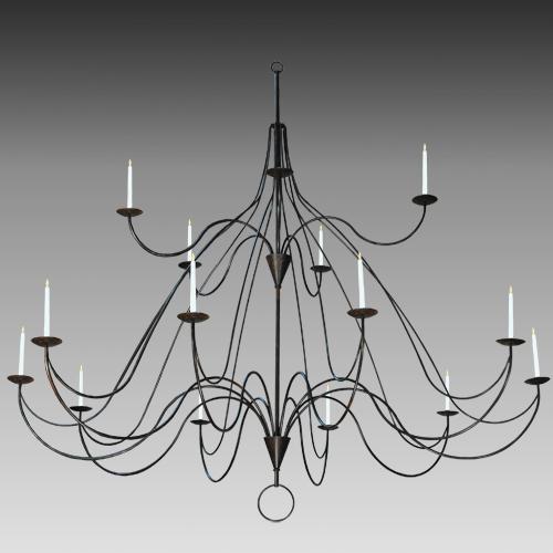 96"W Polonaise 15 Candles Two Tier Chandelier