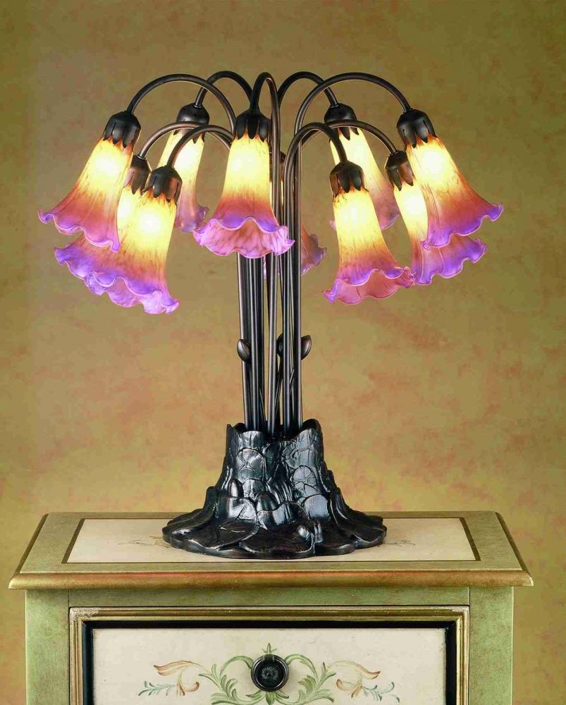 22"H Amber/Purple Pond Lily 10 LT Table Lamp