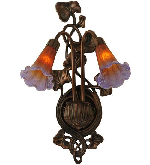 11"W Amber/Purple Pond Lily 2 LT Wall Sconce