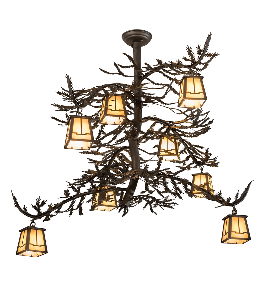 48" Long Pine Branch Valley View 8 LT Chandelier