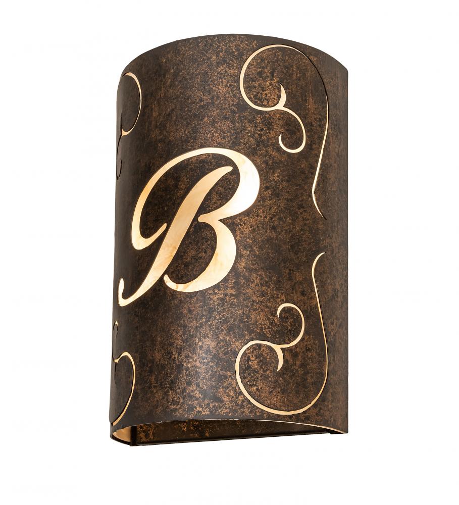 10" Wide Personalized B Monogram Wall Sconce