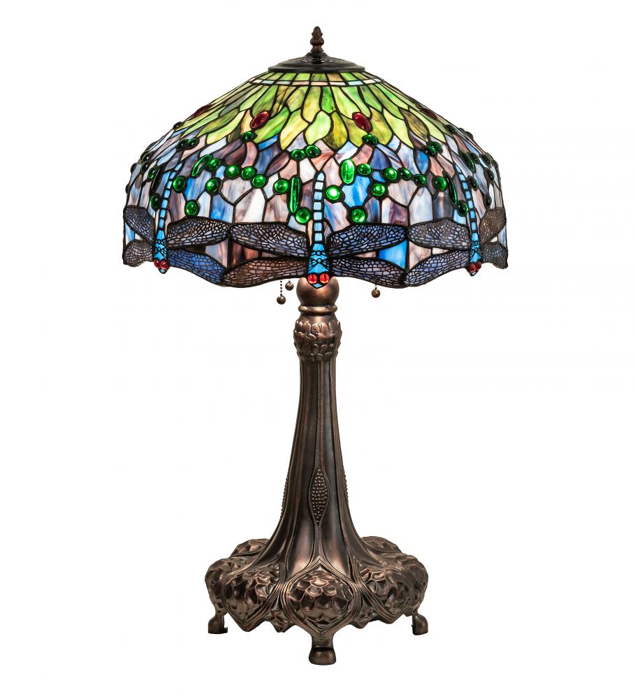 31" High Tiffany Hanginghead Dragonfly Table Lamp