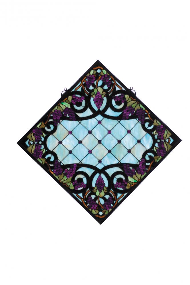 25.5"W X 25.5"H Jeweled Grape Stained Glass Window