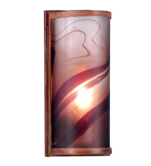 5.5"W Cylinder Chambord Swirl Fused Glass Wall Sconce