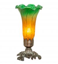 Meyda White 10214 - 7.5" High Amber/Green Tiffany Pond Lily Victorian Accent Lamp