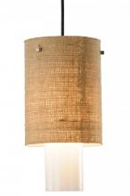 Meyda White 143132 - 6.5"W Cilindro Burlap 2 Tier Mini Pendant