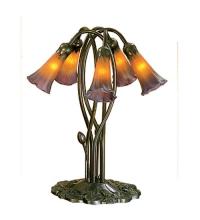 Meyda White 14962 - 17" High Amber/Purple Pond Lily 5 LT Table Lamp