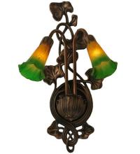 Meyda White 16573 - 11"W Amber/Green Pond Lily 2 LT Wall Sconce