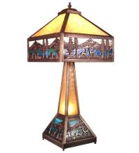 Meyda White 19632 - 29" High Deer Lodge Lighted Base Table Lamp