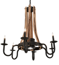 Meyda White 214086 - 36" Wide Barrel Stave 6 Light Chandelier