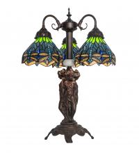 Meyda White 245483 - 23" High Tiffany Hanginghead Dragonfly 3 Light Table Lamp