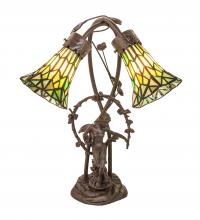Meyda White 251677 - 17" High Stained Glass Pond Lily 2 Light Trellis Girl Accent Lamp