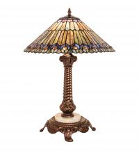 Meyda White 251928 - 23" High Tiffany Jeweled Peacock Table Lamp