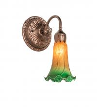 Meyda White 253600 - 5" Wide Amber/Green Pond Lily Victorian Wall Sconce